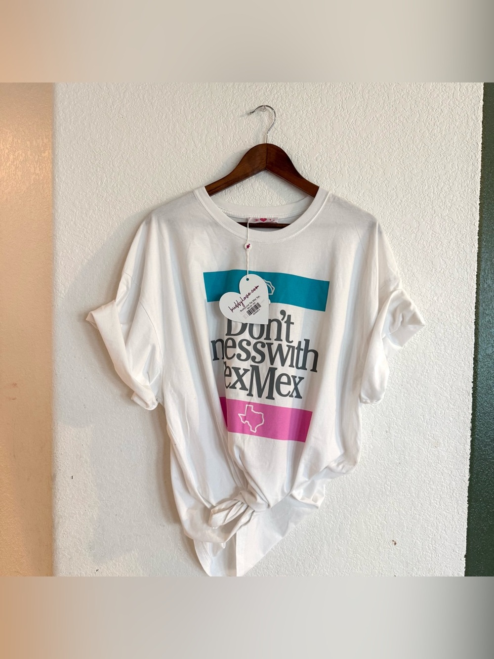 NWT Buddy Love Womens T Tee Shirt White Texas TexMex Size Large